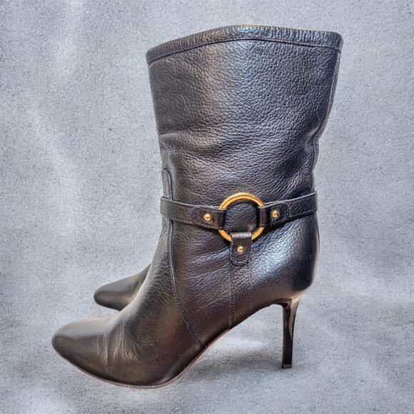 Jimmy Choo Shoes - Jimmy Choo Black Leather Mid Calf Stiletto Booties EU 36.5 US 6.5